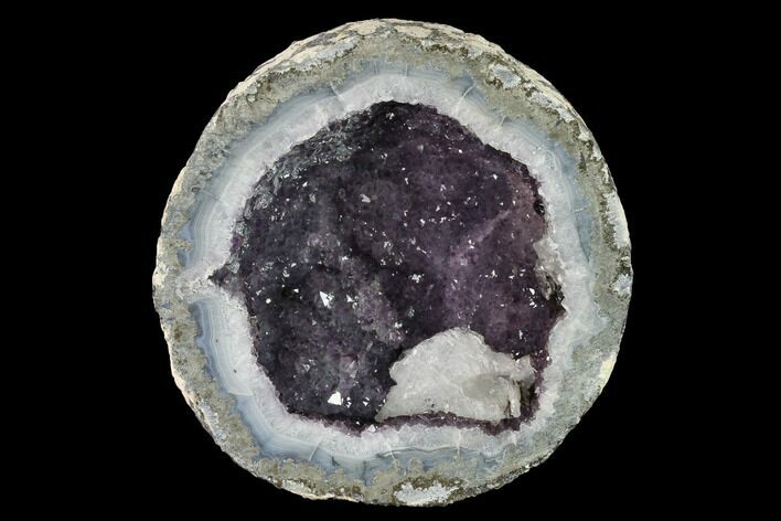 Las Choyas Coconut Geode Half with Amethyst & Calcite - Mexico #145852
